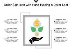 Dollar sign icon with hand holding a dollar leaf