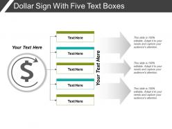 Dollar sign with five text boxes