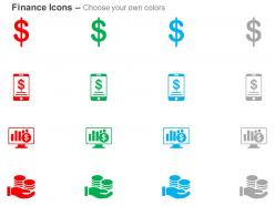Dollar symbol mobile financial charges growth indication ppt icons graphics