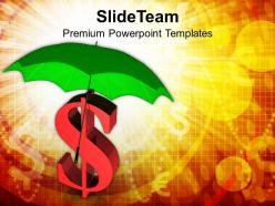 Dollar symbol under umbrella financial topics powerpoint templates ppt themes and graphics 0213