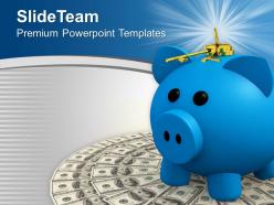 Dollars with piggy bank and keys to open it powerpoint templates ppt themes and graphics 0213