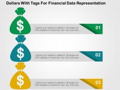 Dollars with tags for financial data representation flat powerpoint design