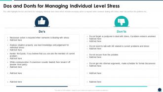 Dos And Donts For Managing Individual Level Stress Causes And Management Of Stress
