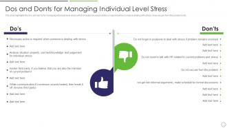 Dos And Donts For Managing Individual Level Stress Workplace Stress Management Strategies