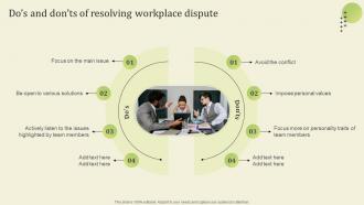 Dos And Donts Of Resolving Workplace Dispute Workplace Conflict Resolution Managers Supervisors