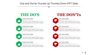 Dos and donts thumbs up thumbs down ppt slide