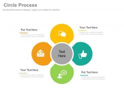Download four staged circle process flow business communication flat powerpoint design