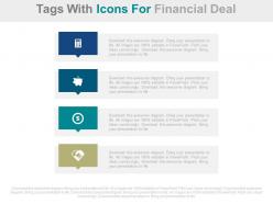 Download four tags with icons for financial deal flat powerpoint design
