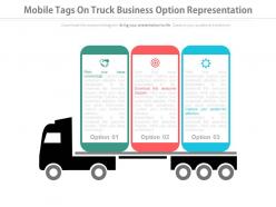 Download three mobile tags on truck business option representation flat powerpoint design