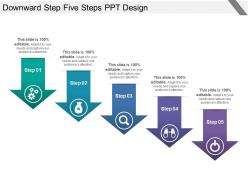Downward step five steps ppt design