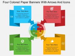 Dq four colored paper banners with arrows and icons flat powerpoint design