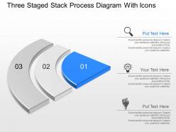 Dr three staged stack process diagram with icons powerpoint template