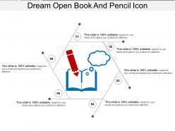 Dream open book and pencil icon