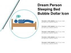 Dream person sleeping bed bubble dollar icon
