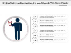 Drinking water icon showing standing man silhouette with glass of water 1