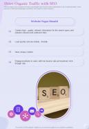 Drive Organic Traffic With Seo One Pager Sample Example Document