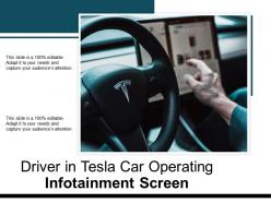 Driver in tesla car operating infotainment screen