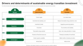 Drivers And Determinants Of Sustainable Energy Transition Investment