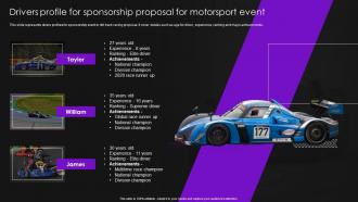Drivers Profile For Sponsorship Proposal For Motorsport Event Ppt Powerpoint Presentation Grid