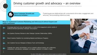 Driving Customer Growth And Advocacy An Overview Product Marketing To Shape Product Strategy