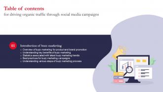 Driving Organic Traffic Through Social Media Campaigns Table Of Contents MKT SS V
