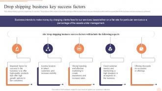 Drop Shipping Business Key Success Factors E Commerce Drop Shipping Business Plan BP SS