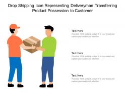Drop shipping icon representing deliveryman transferring product possession to customer