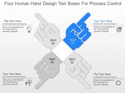 Ds four human hand design text boxes for process control powerpoint template