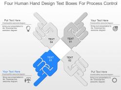 Ds four human hand design text boxes for process control powerpoint template