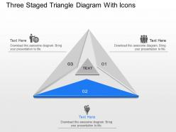 Ds three staged triangle diagram with icons powerpoint template