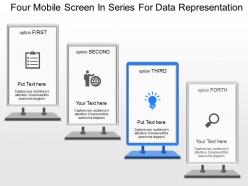 Dt four mobile screen in series for data representation powerpoint template