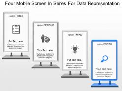 Dt four mobile screen in series for data representation powerpoint template