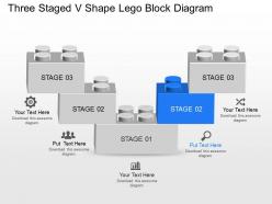 Dt three staged v shape lego block diagram powerpoint template