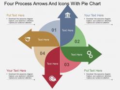 Du four process arrows and icons with pie chart flat powerpoint design