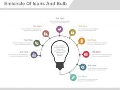 Du nine staged semicircle of icons and bulb flat powerpoint design