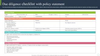 Due Diligence Checklist With Policy Statement