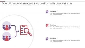 Due Diligence For Mergers And Acquisition With Checklist Icon