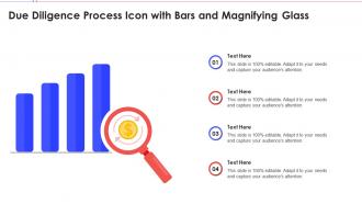 Due Diligence Process Icon With Bars And Magnifying Glass