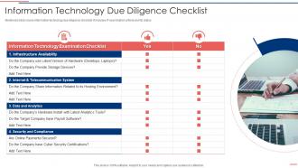 Due Diligence Process In M And A Transactions Information Technology Due Diligence