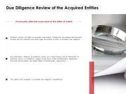 Due diligence review of the acquired entities financial ppt powerpoint slides