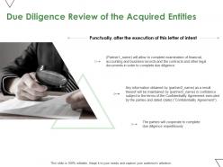 Due diligence review of the acquired entities ppt powerpoint presentation summary clipart