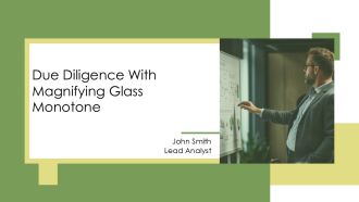 Due Diligence With Magnifying Glass Monotone PPT PowerPoint AT