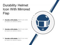 Durability helmet icon with mirrored flap