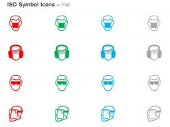 Dust mask eye protection face shield hearing and eye protection ppt icons graphics