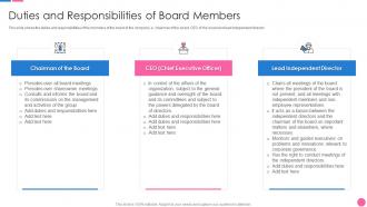 Duties And Responsibilities Of Board Members Stakeholder Management Analysis