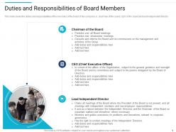 Duties and responsibilities of board stakeholder governance to improve overall corporate performance