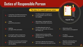 Duties Of Responsible Person For Fire Safety Training Ppt