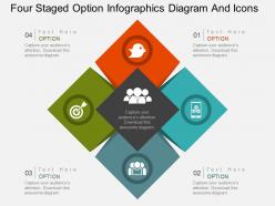 Dx four staged option infographics diagram and icons flat powerpoint design