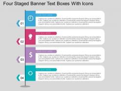 Dy four staged banner text boxes with icons flat powerpoint design