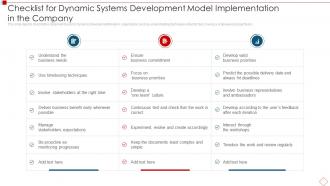 Dynamic Systems Development Model Checklist For Dynamic Systems
